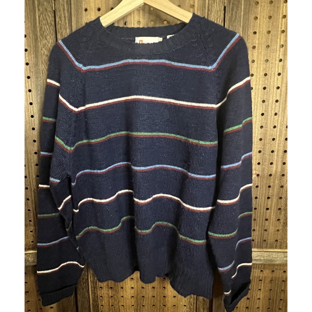 Indian Brand Sweater  XL Navy With Stripes Kurt Cobain Grunge Retro vtg 1980s - Picture 2 of 10